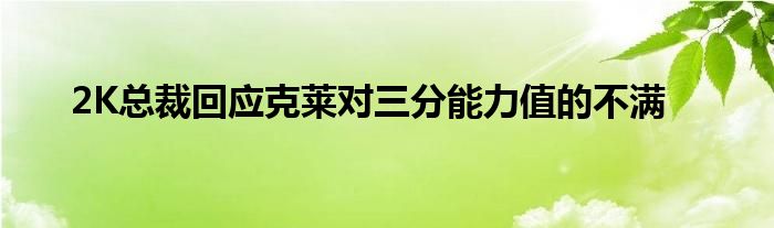  2K總裁回應(yīng)克萊對(duì)三分能力值的不滿(mǎn) 