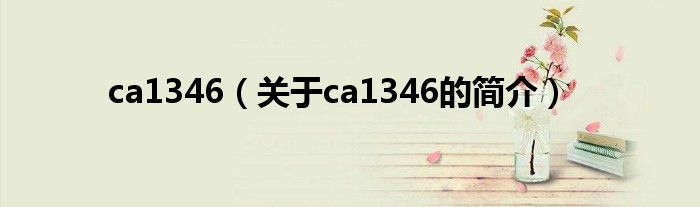 ca1346（關(guān)于ca1346的簡(jiǎn)介）