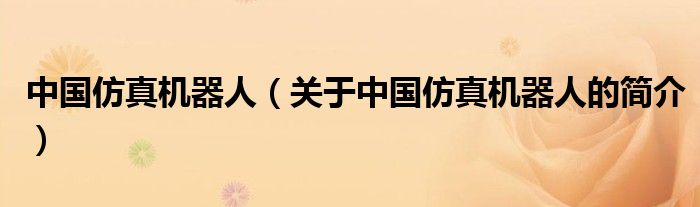 中國仿真機(jī)器人（關(guān)于中國仿真機(jī)器人的簡介）