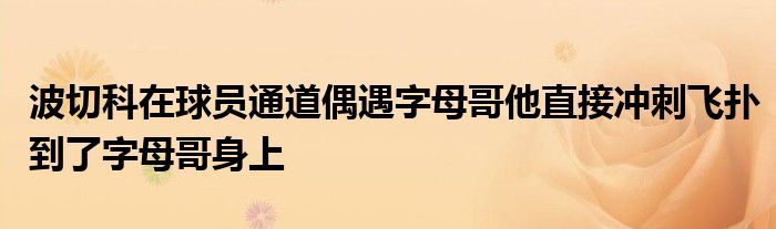 波切科在球員通道偶遇字母哥他直接沖刺飛撲到了字母哥身上