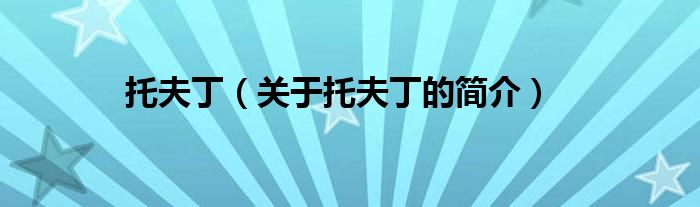 托夫?。P(guān)于托夫丁的簡介）