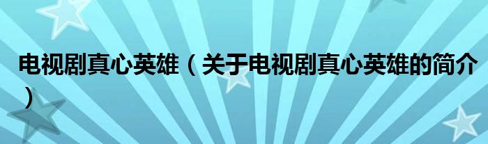 電視劇真心英雄（關(guān)于電視劇真心英雄的簡介）