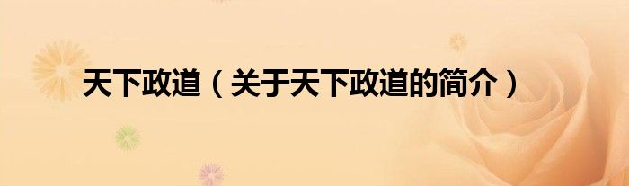 天下政道（關(guān)于天下政道的簡(jiǎn)介）