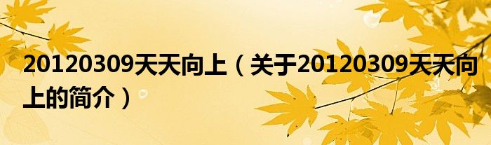 20120309天天向上（關于20120309天天向上的簡介）