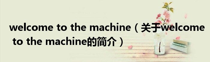 welcome to the machine（關(guān)于welcome to the machine的簡(jiǎn)介）