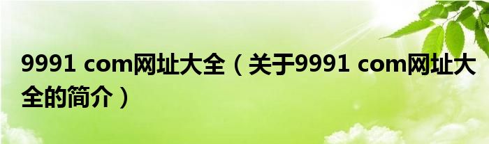 9991 com網(wǎng)址大全（關(guān)于9991 com網(wǎng)址大全的簡介）