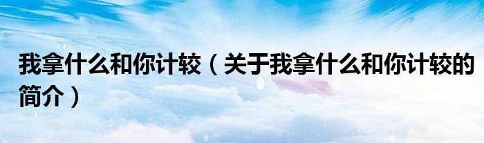 我拿什么和你計(jì)較（關(guān)于我拿什么和你計(jì)較的簡介）