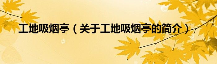 工地吸煙亭（關(guān)于工地吸煙亭的簡(jiǎn)介）