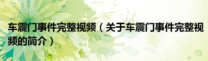 車震門事件完整視頻（關于車震門事件完整視頻的簡介）