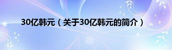 30億韓元（關于30億韓元的簡介）