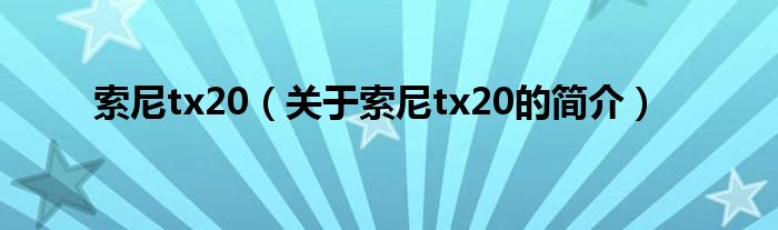 索尼t(yī)x20（關(guān)于索尼t(yī)x20的簡介）