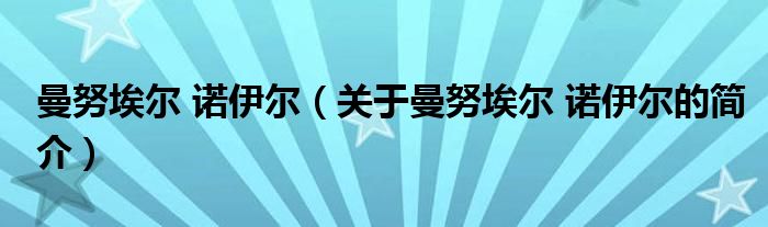 曼努埃爾 諾伊爾（關于曼努埃爾 諾伊爾的簡介）