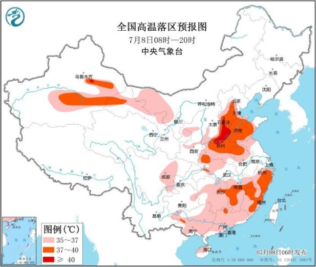 高溫天氣持續(xù)，河北河南山東等地局部達(dá)40℃以上